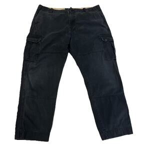 Iron Co Black Cargo Pants Mens 36x30* (actual 36”x28”) Read Flaw Pockets